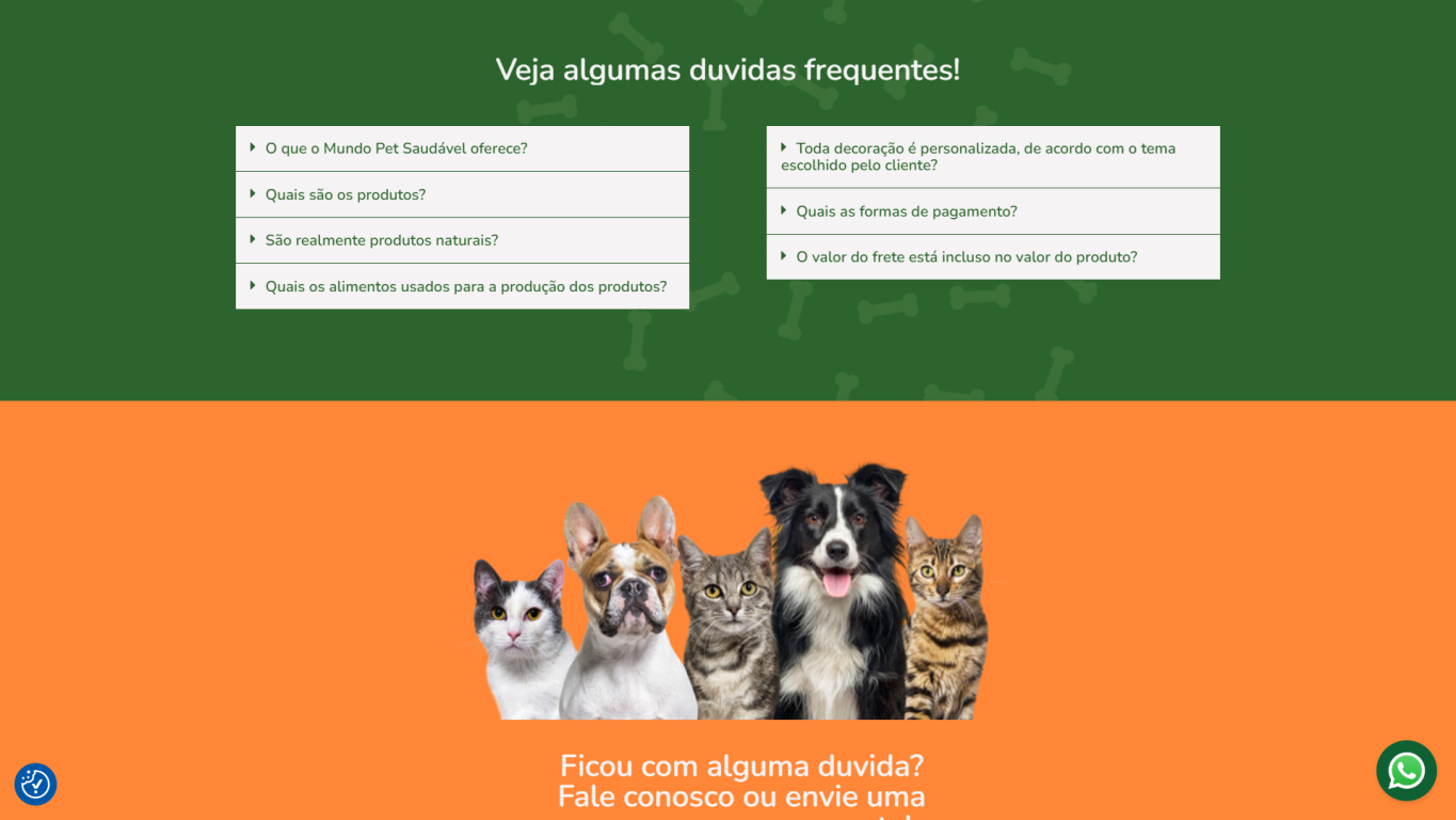 Site desenvolvido para a Mundo Pata FAQ