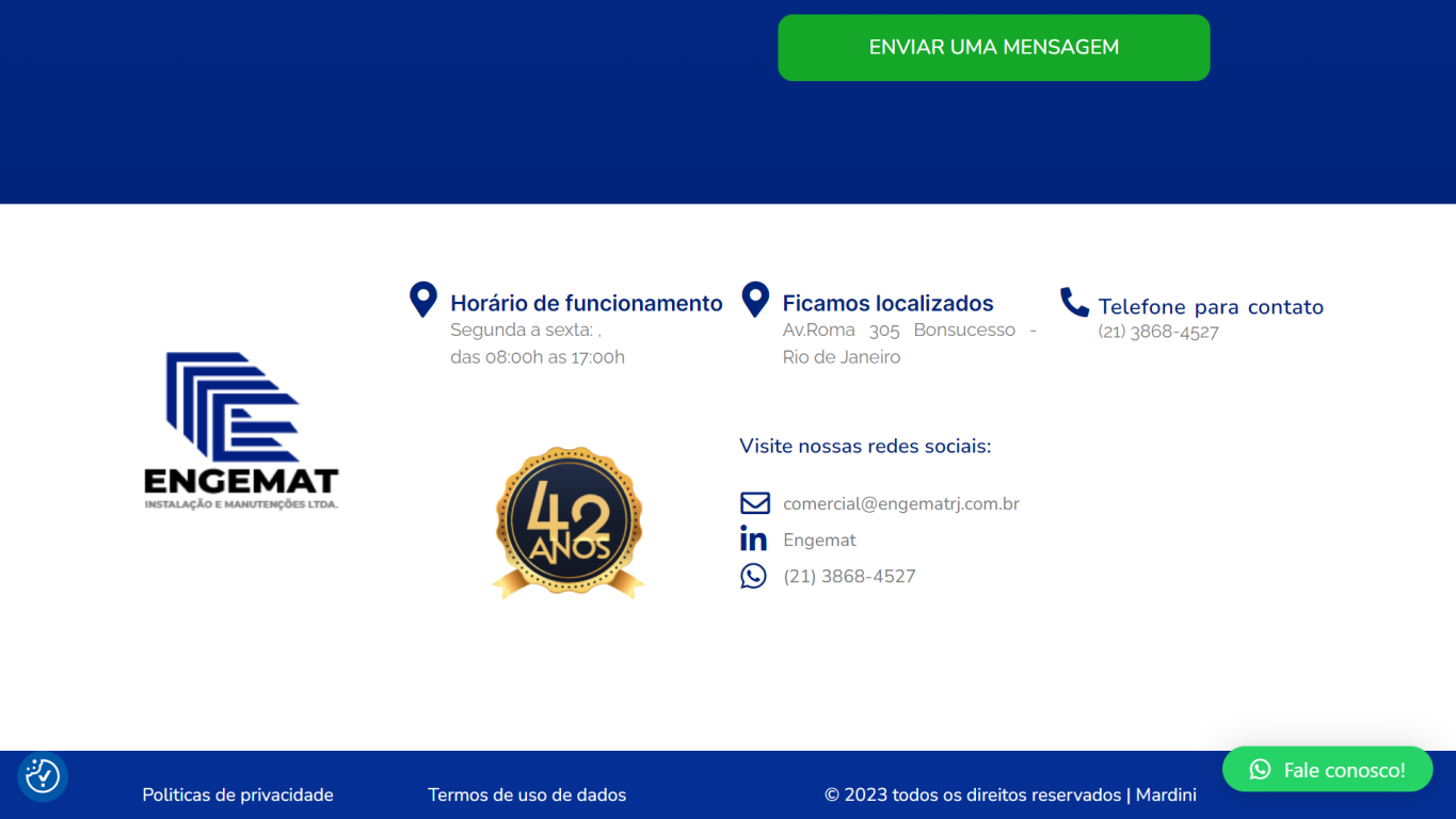 Site ENGEMAT Rodapé