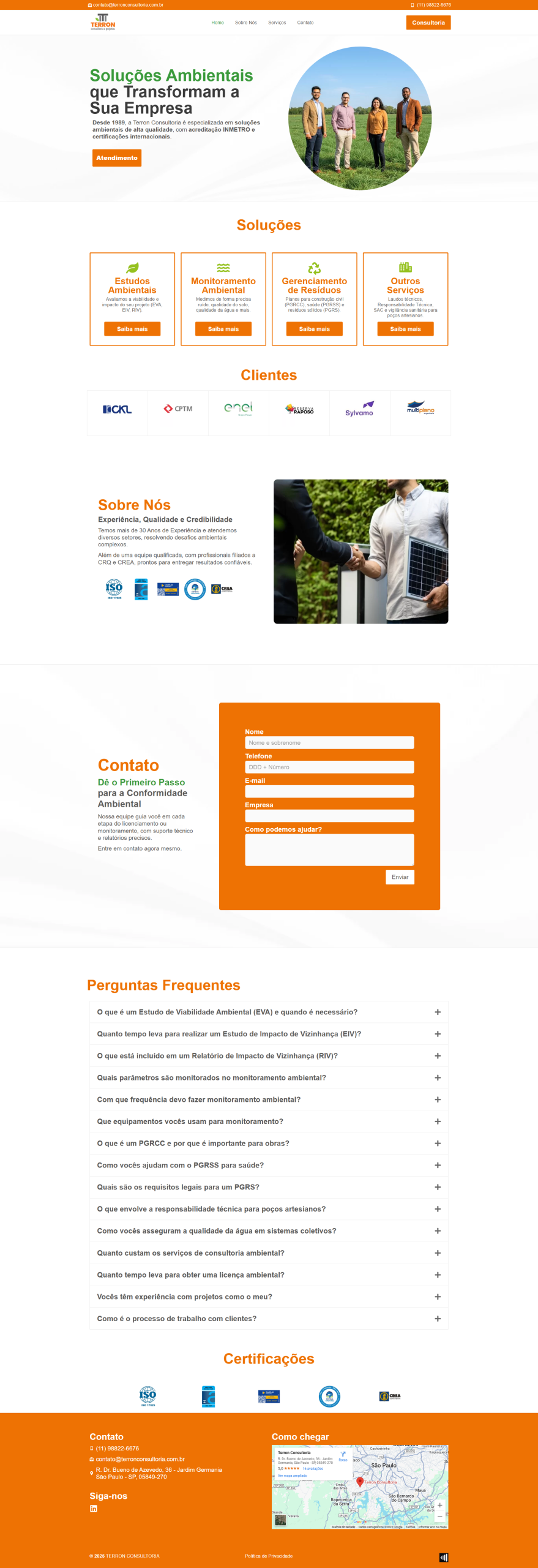 Site da Terron Consultoria Ambiental